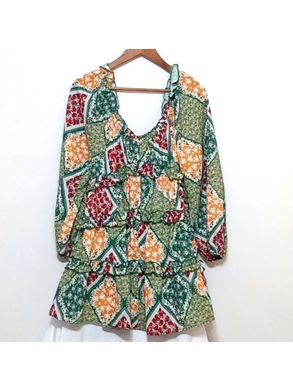 Bohemian Printed Mini Dress Medium